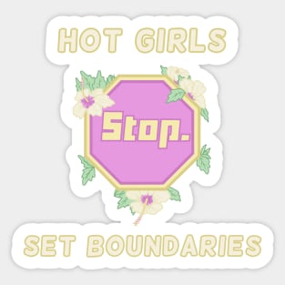 Hot Girls Set Boundaries Stop Sign Sticker